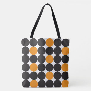 Tote Bag Motif géométrique des points noirs orange gras