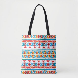 Tote Bag Motif géométrique ethnique aquarelle.