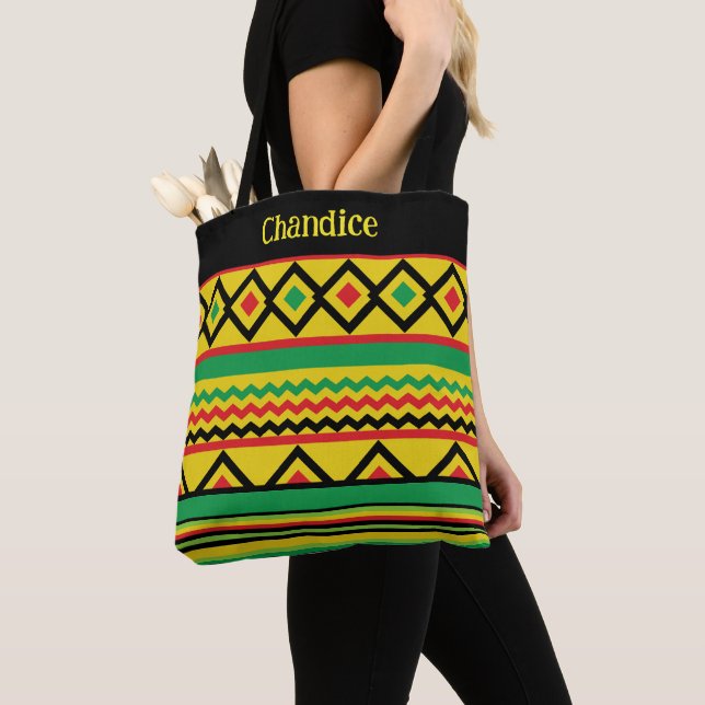 Tote Bag Motif Géométrique Gras Kente Africain (De près)