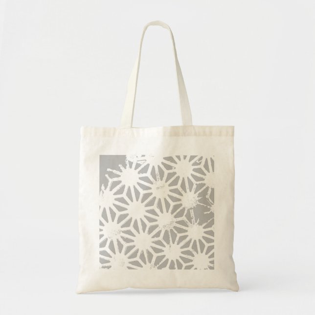 Tote Bag Motif géométrique gris et blanc (Devant)