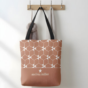 Tote Bag Motif géométrique moderne avec étoile Monogram