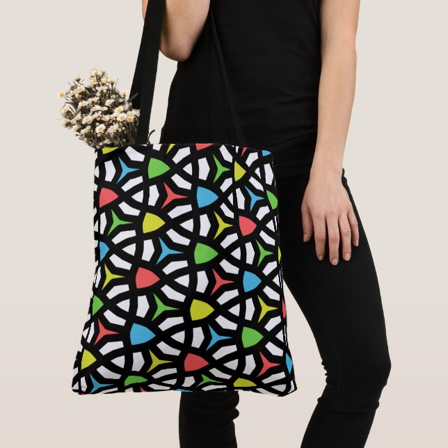 Tote Bag Motif géométrique moderne brillant dans contempora (De près)
