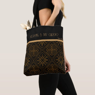 Tote Bag Motif géométrique noir et or, Cardio commercial