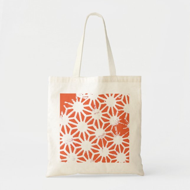 Tote Bag Motif géométrique orange et blanc (Devant)