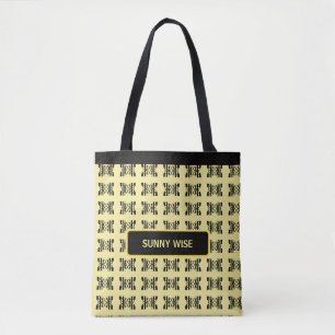 Tote Bag Motif géométrique ovale jaune et noir moderne