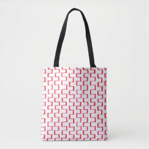 Tote Bag Motif géométrique peint rouge imprimé partout
