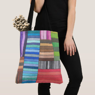 Tote Bag Motif géométrique rayé coloré en arc-en-ciel 
