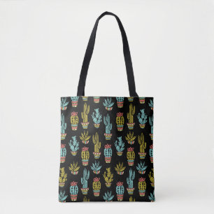 Tote Bag Motif grunge foncé de cactus