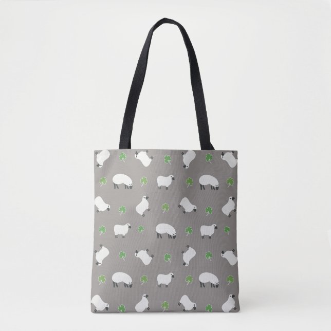 Tote Bag Motif irlandais de shamrock et de moutons (Devant)