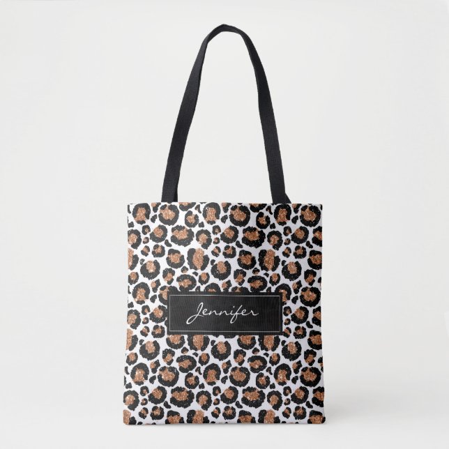 Tote Bag Motif Léopard blanc et d'or (Devant)