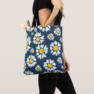 Tote Bag Motif marguerite, Motif floral, Marguerites blanch