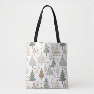 Tote Bag Motif marron des arbres de Noël modernes