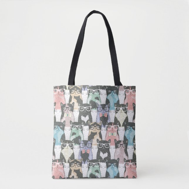 Tote Bag Motif mignon de chats de hippie (Devant)