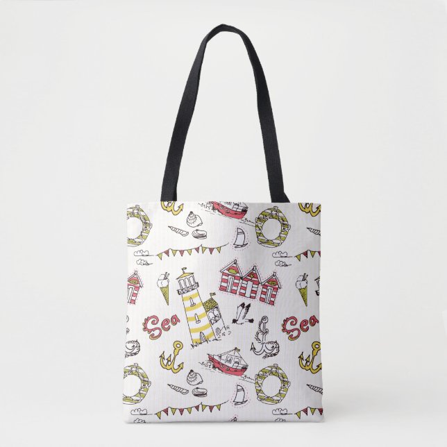 Tote Bag Motif mignon de scène de plage (Devant)