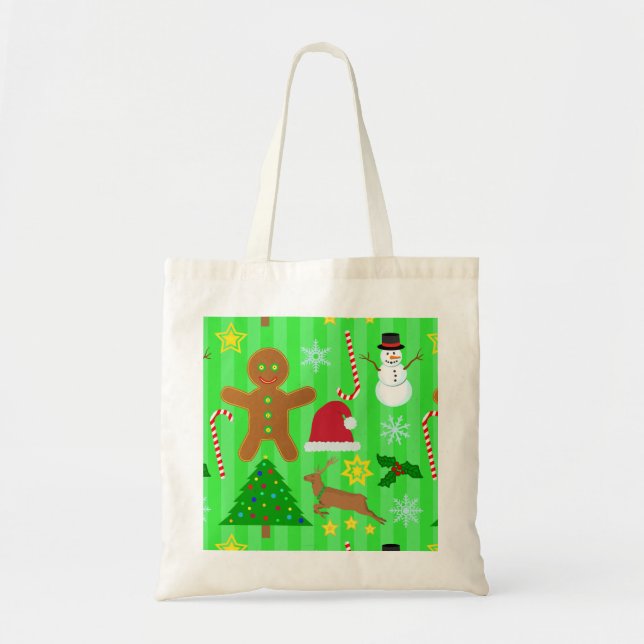 Tote Bag Motif mignon de vacances de collage de Noël (Devant)