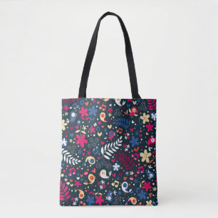 Tote Bag motif mignon d'oiseaux et de fleurs