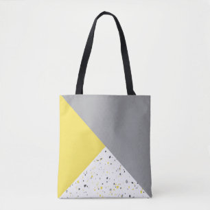 Tote Bag Motif moderne géométrique gris-jaune Terrazzo