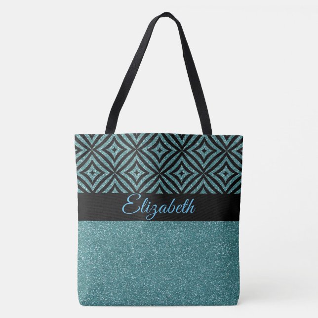 Tote Bag Motif moderne Pesonalized de noir de parties (Devant)