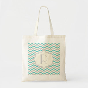 Tote Bag Motif moderne turquoise, gris, ivoire