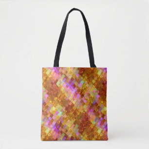 Tote Bag Motif mosaïque iridescent or