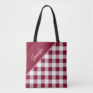 Tote Bag Motif Motif En vichy vérifié en rouge