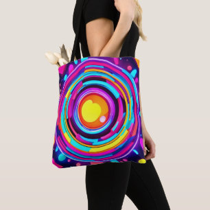 Tote Bag Motif Neon Circle Vortex