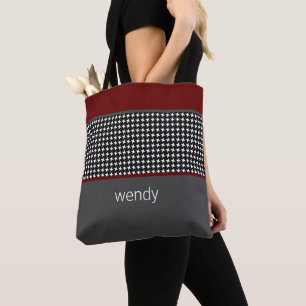 Tote Bag Motif noir avec bordeaux