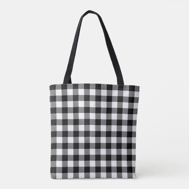 Tote Bag motif noir et blanc simple de contrôle (Dos)