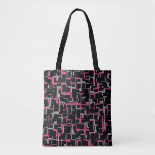 Tote Bag Motif numérique Camo noir Magenta gris
