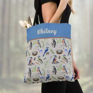 Tote Bag Motif oiseau Martin-pêcheur, Geai bleu, Nom pic