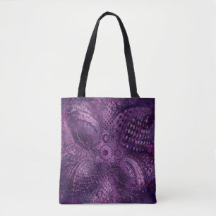 Tote Bag Motif Paisley Intriqué en Violet Foncé