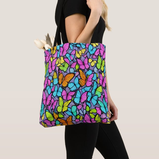 Tote Bag Motif papillon coloré (De près)