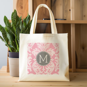 Tote Bag Motif Pastel rose et gris Damas Motif personnalisé