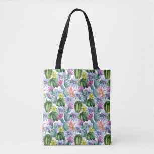 Tote Bag Motif peint à la main de cactus d'aquarelle