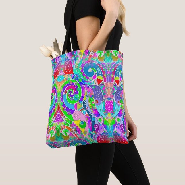 Tote Bag Motif Peint À La Main Et Numériquement Art 22 (De près)