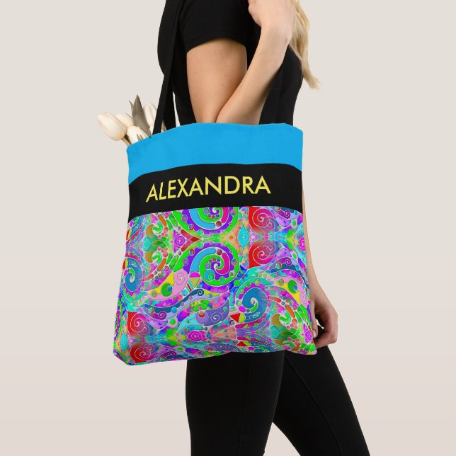 Tote Bag Motif Peint À La Main Et Numériquement Art 22 (De près)