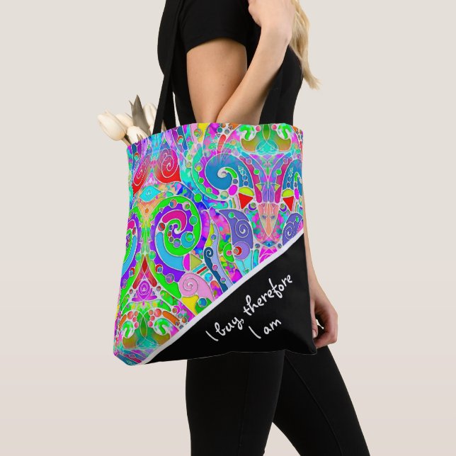 Tote Bag Motif Peint À La Main Et Numériquement Art 22 (De près)