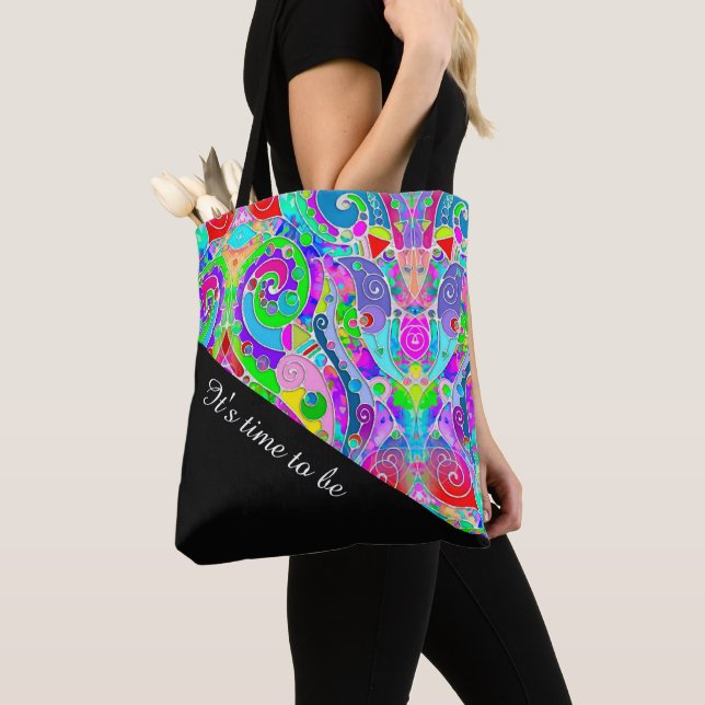 Tote Bag Motif Peint À La Main Et Numériquement Art 22 (De près)