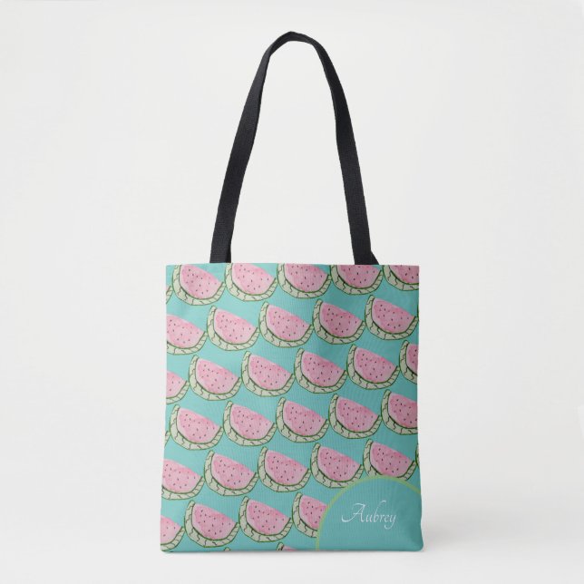 Tote Bag Motif peint à l'aquarelle de pastèque Doodles   (Devant)