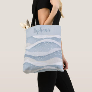 Tote Bag Motif Personnalisé Onde de Chute de Neige Hivernal