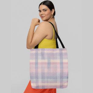Tote Bag motif plaid aux couleurs pastel