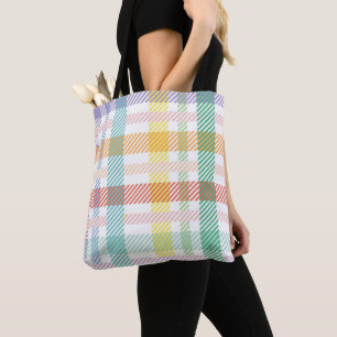 Tote Bag Motif Plaid clair couleur