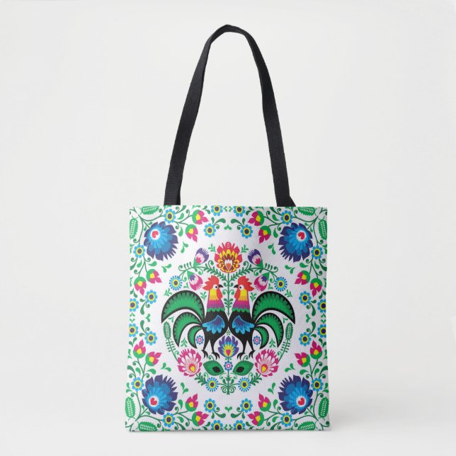 Tote Bag Motif polonais carré de coq (Devant)