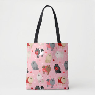 Tote Bag Motif Pomeranian Valentine