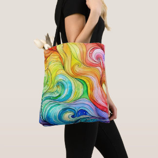 Tote Bag Motif Rainbow Swirl