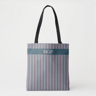 Tote Bag Motif rayé rose et Turquoise