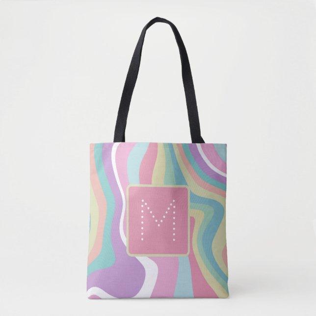 Tote Bag Motif Rétro de Monogramme Moderne Tendance (Devant)