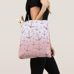 Tote Bag Motif rose d'ancre de parties scintillantes d'or