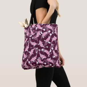 Tote Bag Motif rose et violet - Koi Fish