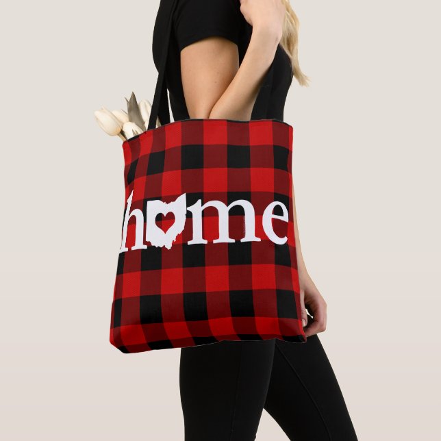 Tote Bag Motif rouge de contrôle de Buffalo de coeur à la (De près)